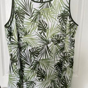 Mario Serrani Green Leaf Print Tank Top